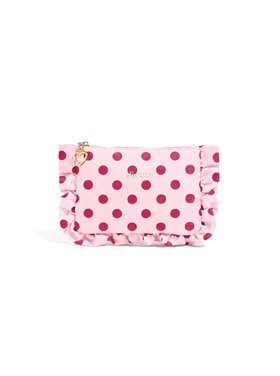 Mailey Polkadot Ruffle Pouch / Fuchsia Pink