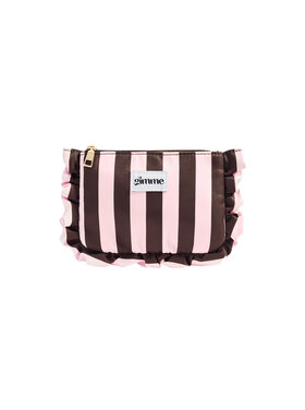 Mailey Stripe Ruffle Pouch / Pink & Brown