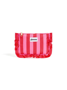 Mailey Stripe Ruffle Pouch / Pink & Red