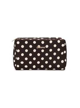 Ella Polkadot Toiletry Bag / Brown & White