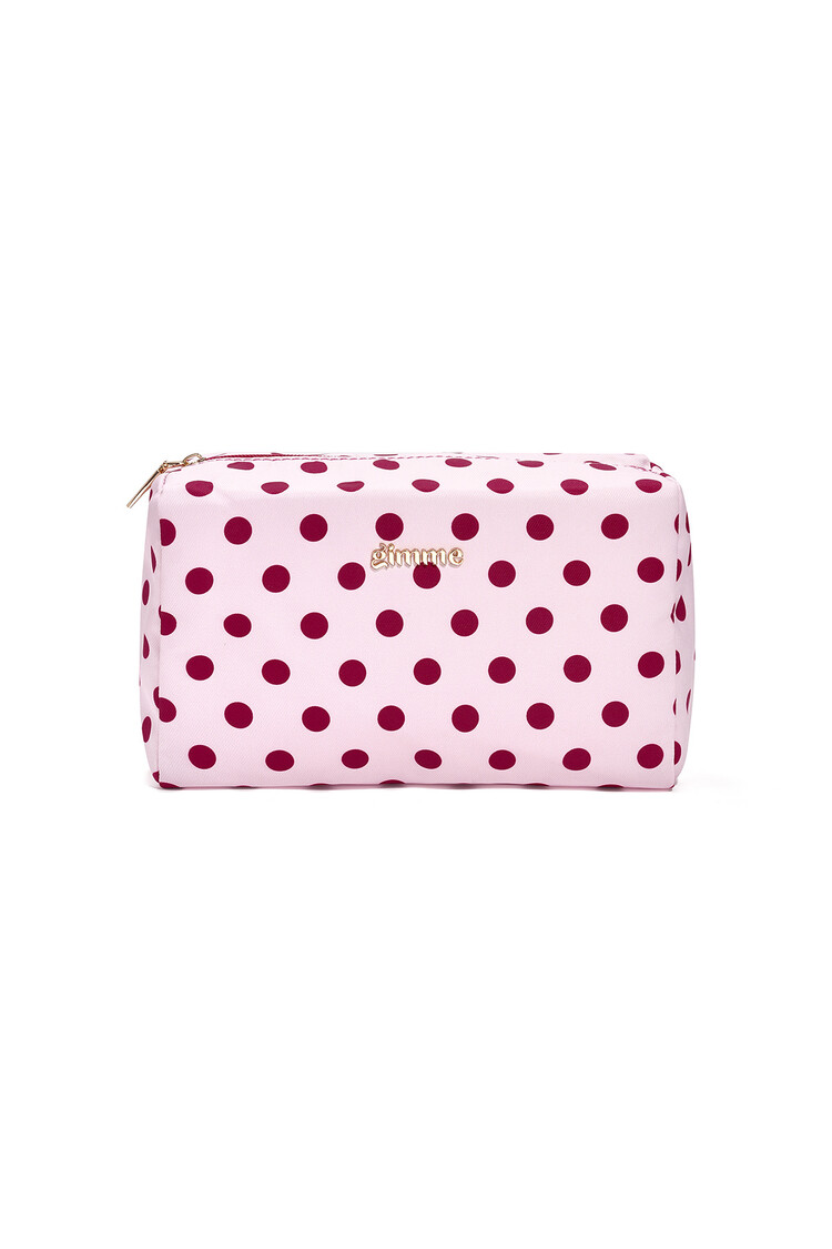 Ella Polkadot Toiletry Bag / Pink & Wine Red