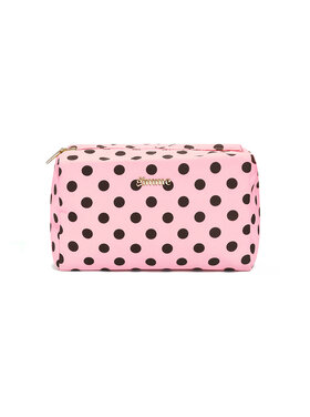 Ella Polkadot Toiletry Bag / Pink & Brown