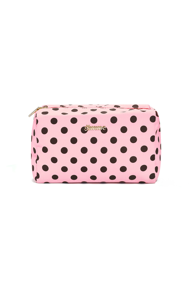 Ella Polkadot Toiletry Bag / Pink & Brown