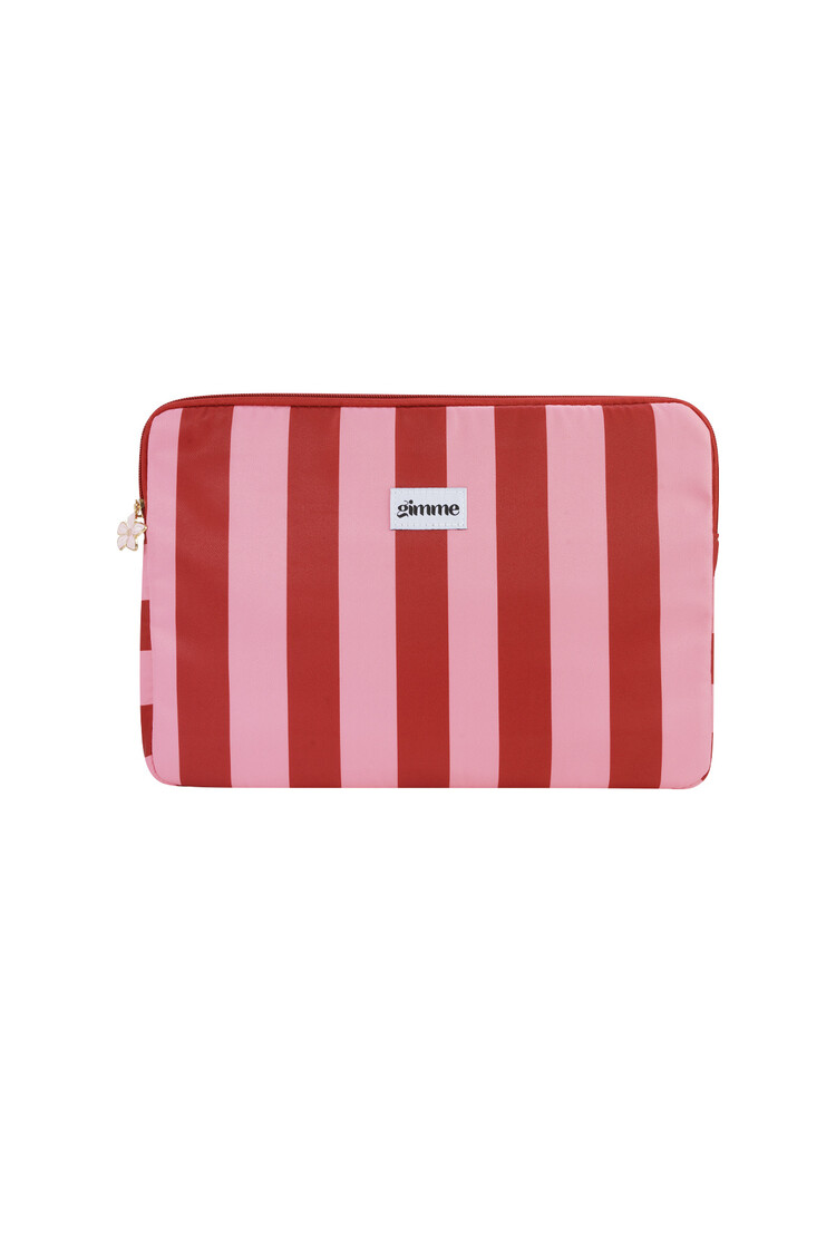 Zizi Stripe Laptop Sleeve / Pink & Red