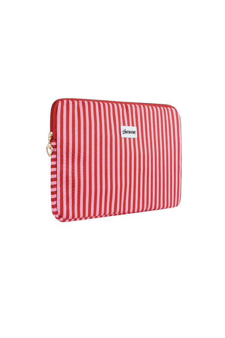 Zizi Thin Stripe Laptop Sleeve / Pink & Red