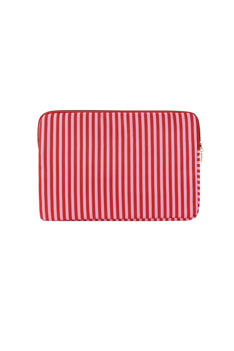Zizi Thin Stripe Laptop Sleeve / Pink & Red