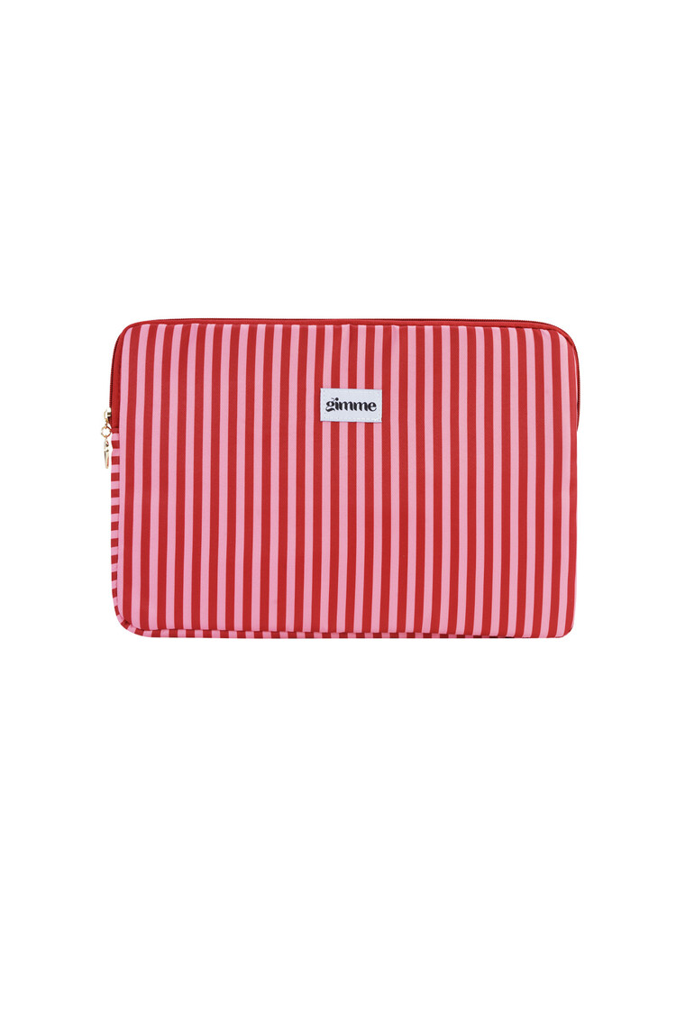 Zizi Thin Stripe Laptop Sleeve / Pink & Red