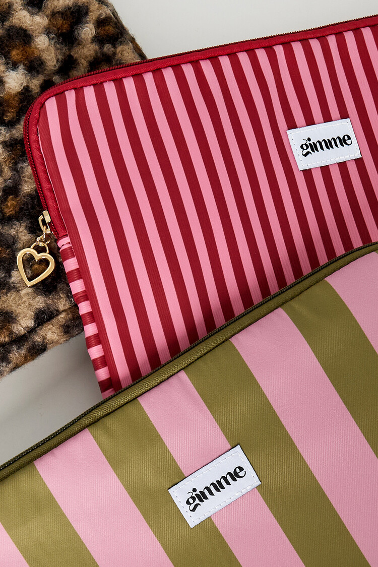 Zizi Thin Stripe Laptop Sleeve / Pink & Red