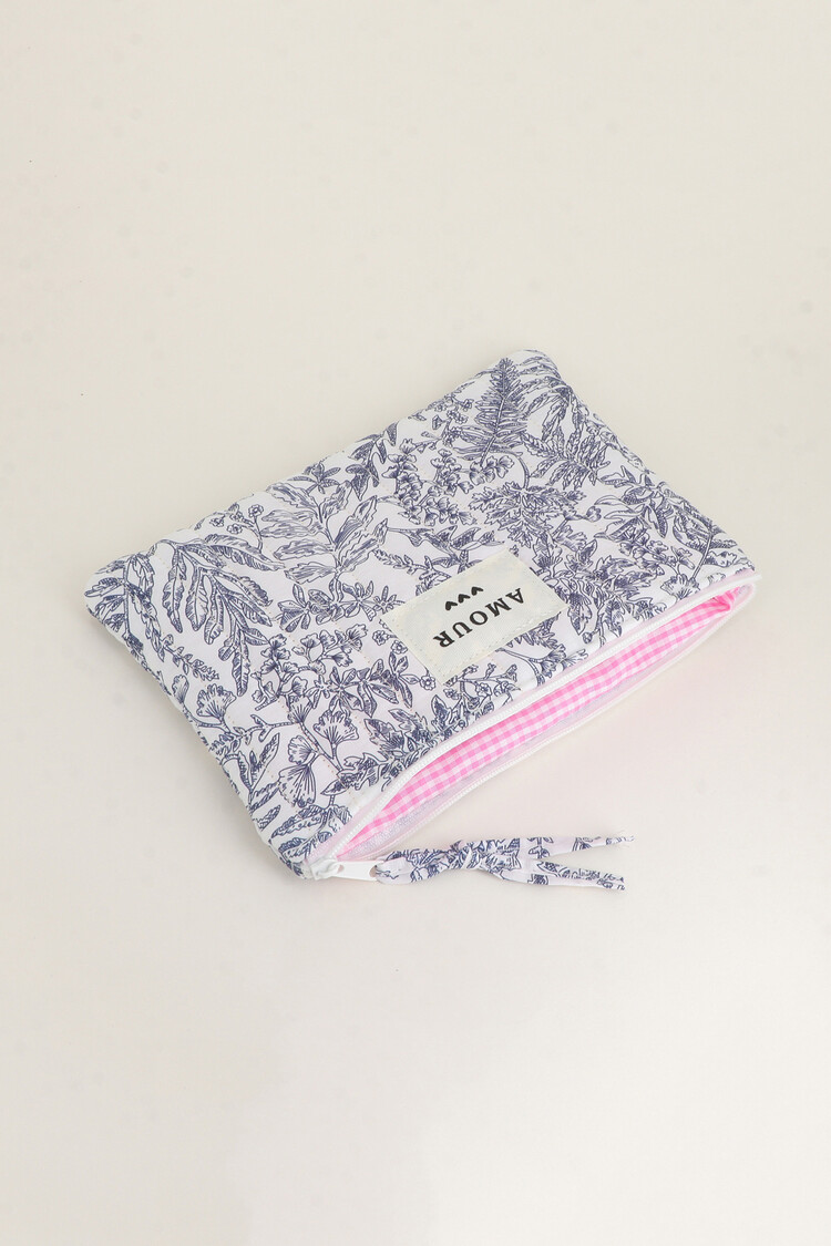 Fairy Floral Flat Pouch / Navy Blue