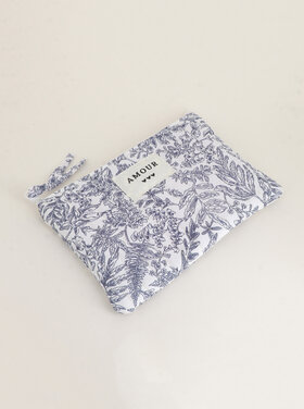 Fairy Floral Flat Pouch / Navy Blue