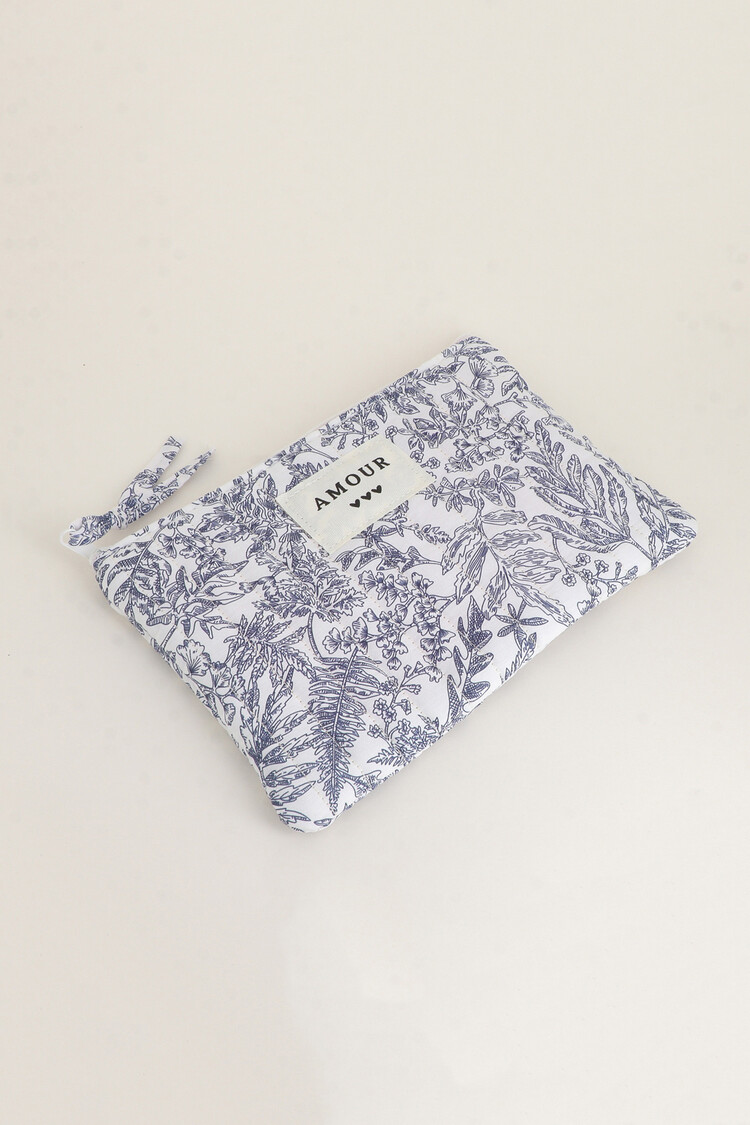 Fairy Floral Flat Pouch / Navy Blue