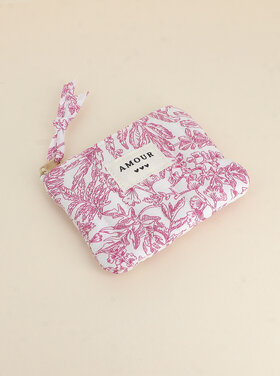 Fairy Small Floral Flat Pouch / Red