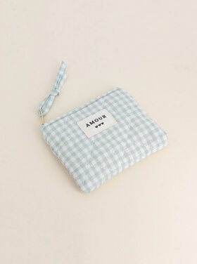 Fairy Small Check Flat Pouch / Green