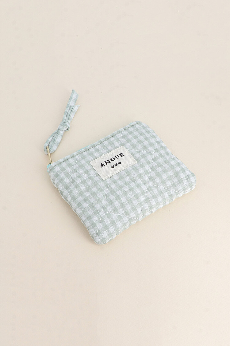 Fairy Small Check Flat Pouch / Green