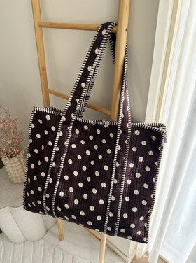 Macie Dots Shopper Bag / Dark Brown