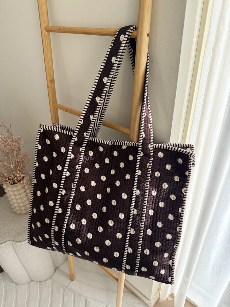 Macie Dots Shopper Bag / Dark Brown