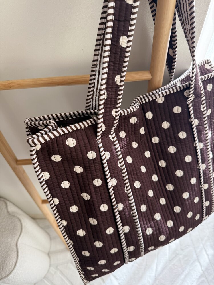 Macie Dots Shopper Bag / Dark Brown