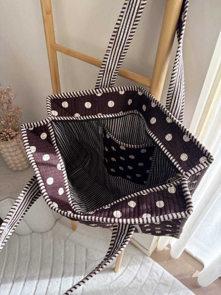 Macie Dots Shopper Bag / Dark Brown