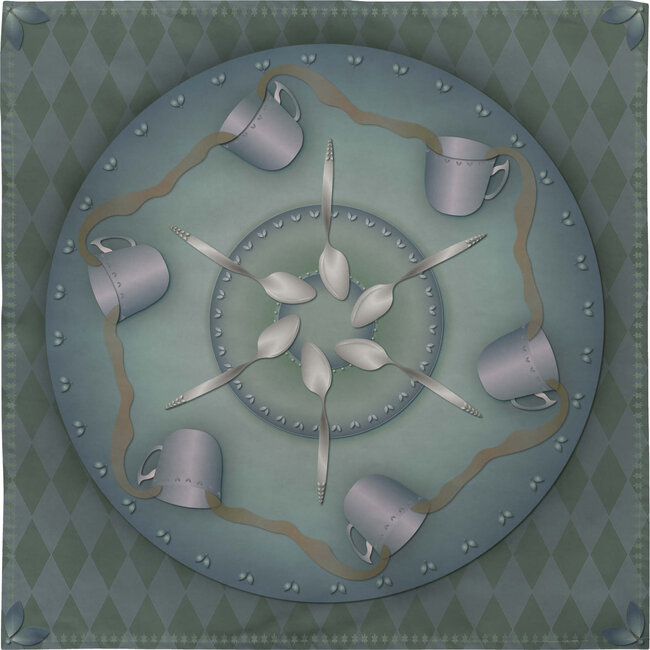 Picnic blanket Cup of tea or coffee blue/green