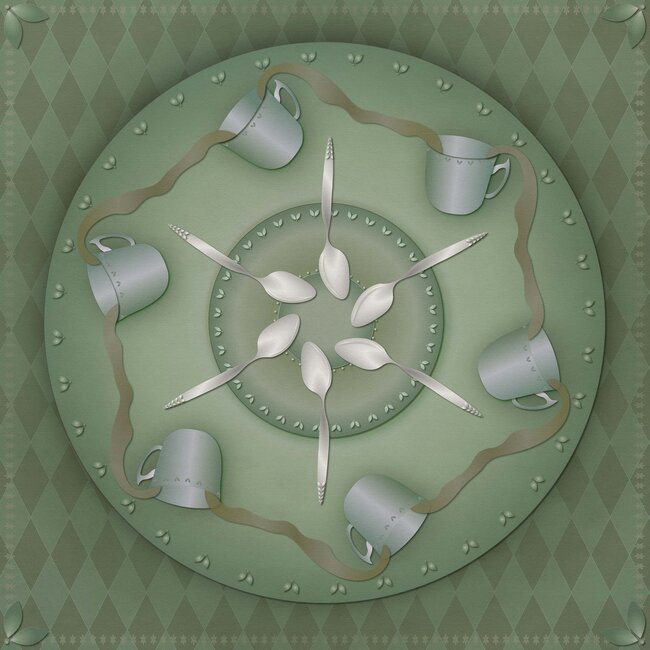 Picnic blanket Cup of tea or coffee green