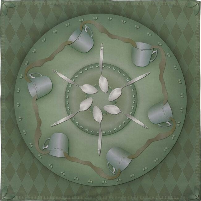 Picnic blanket Cup of tea or coffee green