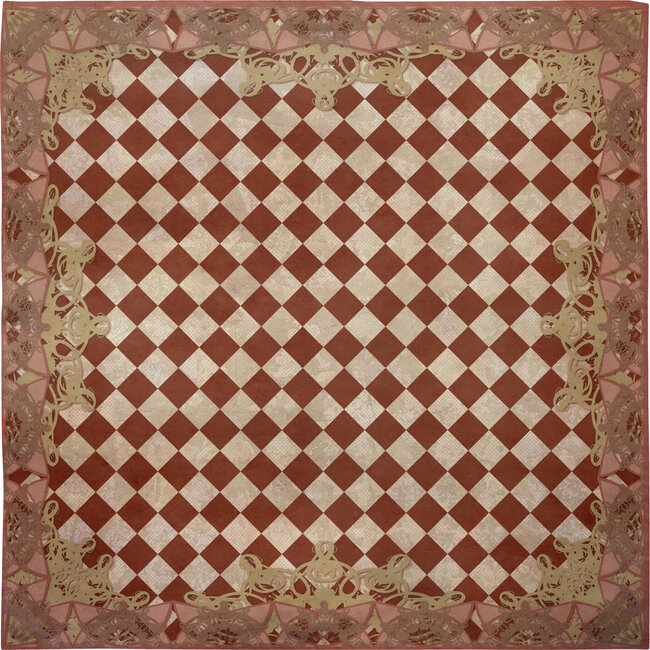 Picnic blanket  Nostalgic border with checks red