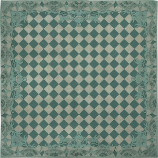 Picnic blanket  Nostalgic border with checks green