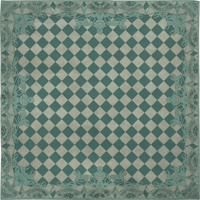 Picnic blanket Nostalgic border with checks green