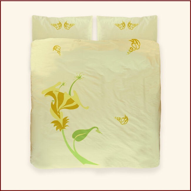 Dekbedovertrek Flower - licht geel