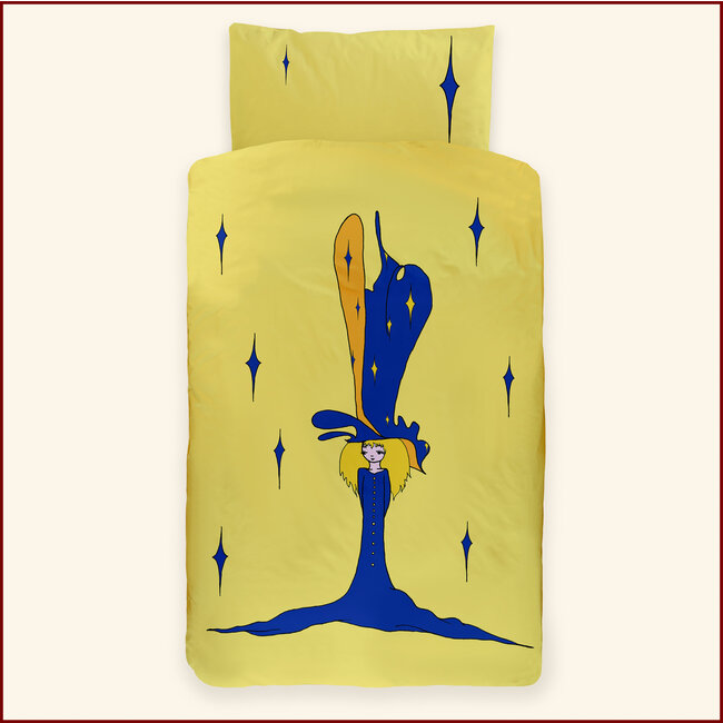 Dekbedovertrek Girl with hat - geel