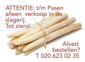 T/m Pasen uitsluitend verkoop in slagerij