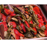 Gegrilde groenten: pimentos de Padron/ => paprika/aubergine/courgette