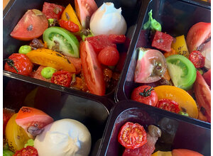 Salade caprese/mini burrata/basilicummayonaise