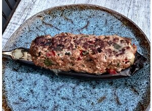 Gevulde aubergine/ lamsgehakt/Mediterraanse kruiden