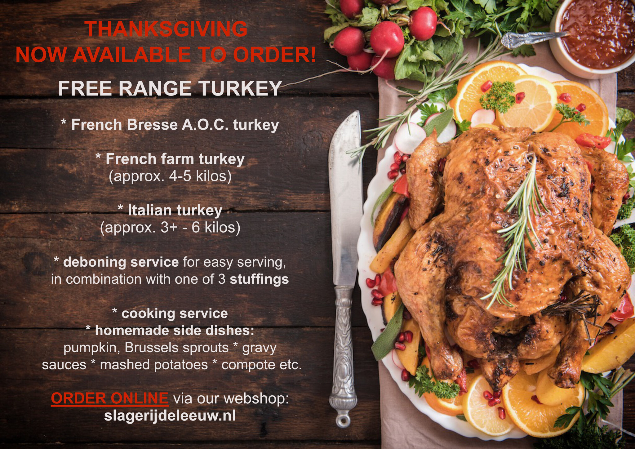 Thanksgiving turkey kalkoen Slagerij De Leeuw Amsterdam