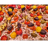 Cassoulet / Engels ontbijt/bonen/worst/ spek/tomaat/tomatenbouillon