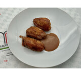 Kippenvleugel/farce gamba en chorizo/kreeftensaus