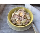 Aspergesalade 'à la Flamande': asperge/ achterham/Opperdoezer/peterselie/ei