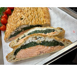 Zalm en croûte/spinazie/geitenkaas