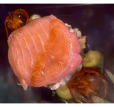 Zalmbonbon/gerookte makreel/knolselderijsalade