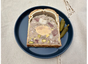 Paté en croûte/kalfswang/truffel/foie/sherrygelei