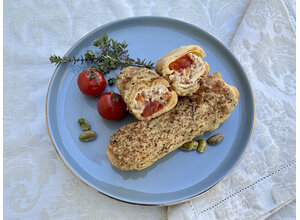 Eclair/ibericomousse/tomatenmarmelade/pistache