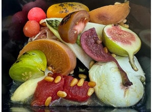 Salade burrata/ham/tomaat/meloen/asperge/perzik/vijg/pijnboompit