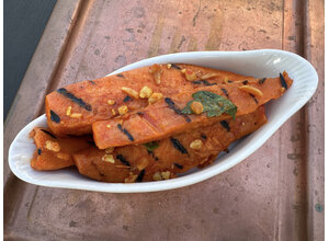 Zoet/pittige gegrilde bataat/gerookte paprika