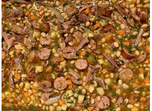 Cassoulet, bonenstoof eend/runderworst