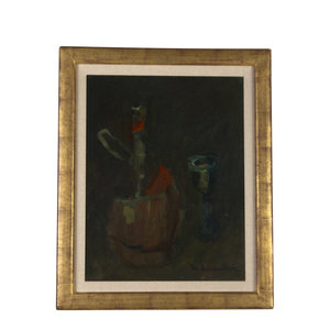 Theo Swagemakers Museum Still life chianti bottle with glass