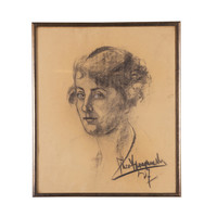 Houtskooltekening van een vrouw