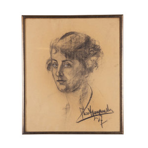 Theo Swagemakers Museum Charcoal drawing of a woman