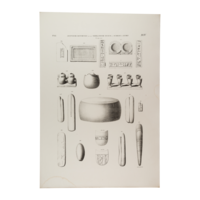 Lithograph of Egyptian utensils