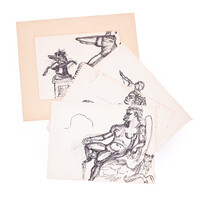 Vier schetsen van sculpturen